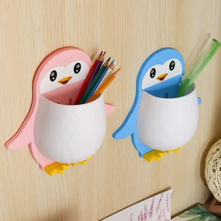 ROKTRY Pack of 1 Self Adhesive Toothbrush Holder, Penguin Design,Lotion Kids Bathroom, Wall Mount Toothbrush Holder,Remote Holder, Phone Stand, Pen Holder,Toothpaste Holder - Image 5