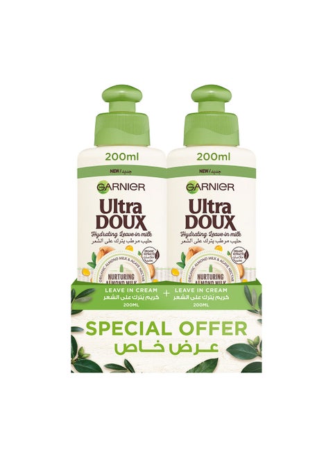 Ultra Doux Moisturizing Leave In Cream Nurturing Almond Milk 400ml Twin Pack