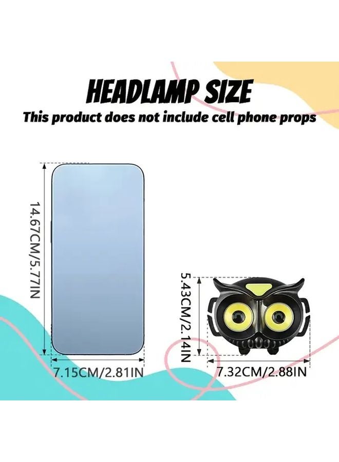 2pcs Owl Shaped COB Headlamp Hands Free Headlight For Night Running Camping - Image 4