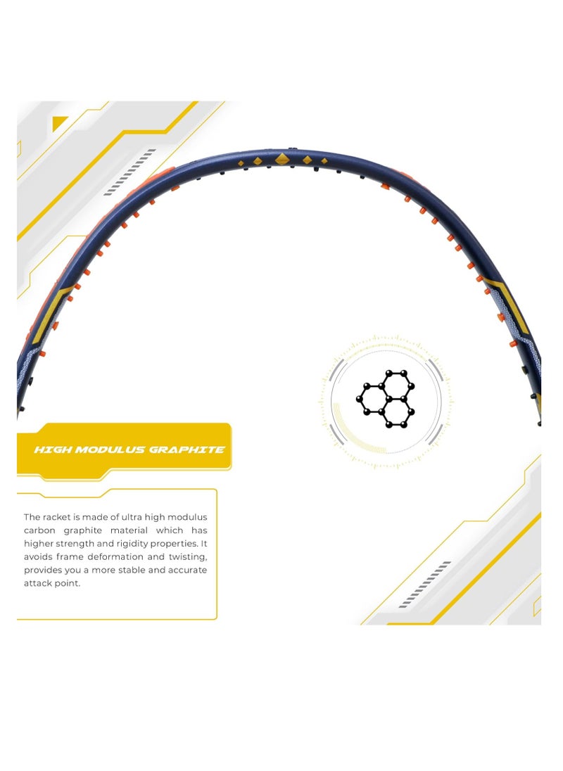 Finapi 232 Xtra Power Unstrung Badminton Racket – Ultra-High Modulus Japanese Graphite, Aerodynamic Frame, 4-inch Grip, Full Cover