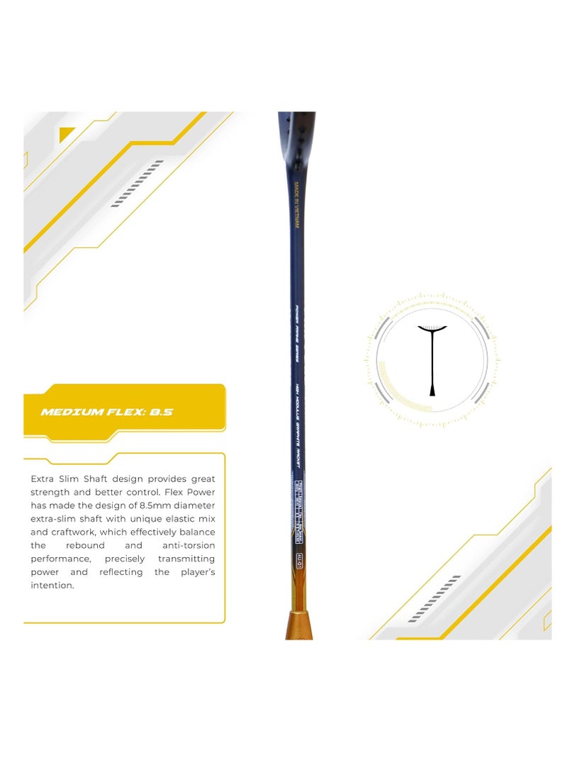 Finapi 232 Xtra Power Unstrung Badminton Racket – Ultra-High Modulus Japanese Graphite, Aerodynamic Frame, 4-inch Grip, Full Cover