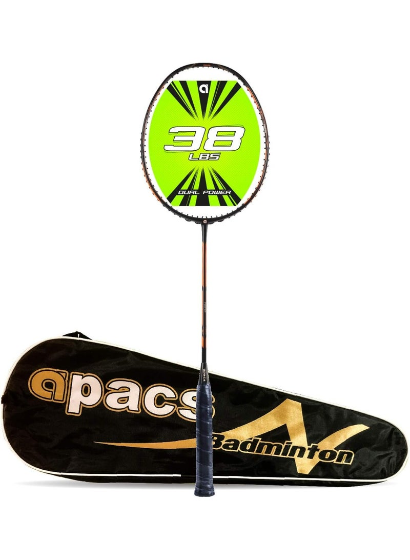 Apacs Dual Power & Speed Unstrung Badminton Racquet with Full Cover (Black Orange) - Image 1