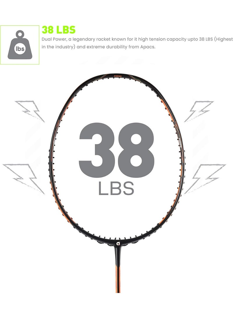 Apacs Dual Power & Speed Unstrung Badminton Racquet with Full Cover (Black Orange) - Image 3