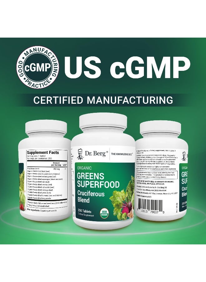 Dr. Berg Nutritionals Dr. Berg's Greens Superfood Cruciferous Vegetable Tablets - Vegetable Supplements for Adults w/ 11 Phytonutrient Super Greens Tablets - Energy, Immune System & Liver Veggie Tablets - 250 Tablets - Image 5