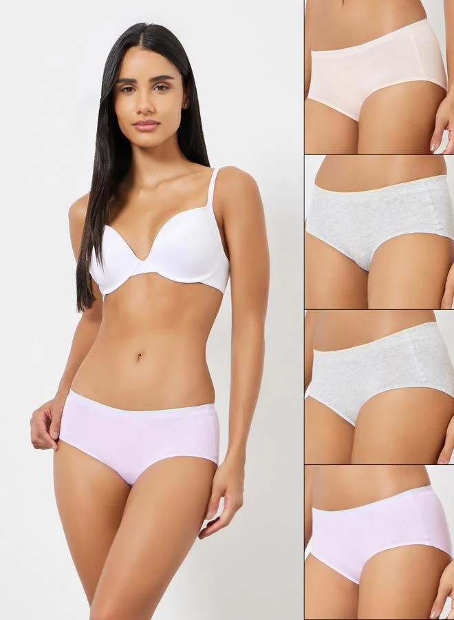 ستايلي طقم من 4 قطع من شورت قطن بحواف مطاطية