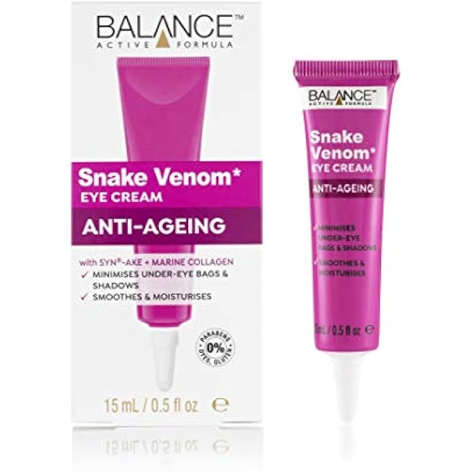 Balance Active Formula Snake Venom Eye Cream (15ml) - With Active Peptides & Marine Collagen. Minimises Under Eye Bags & Shadows. Smoothes & Moisturises. - Image 1