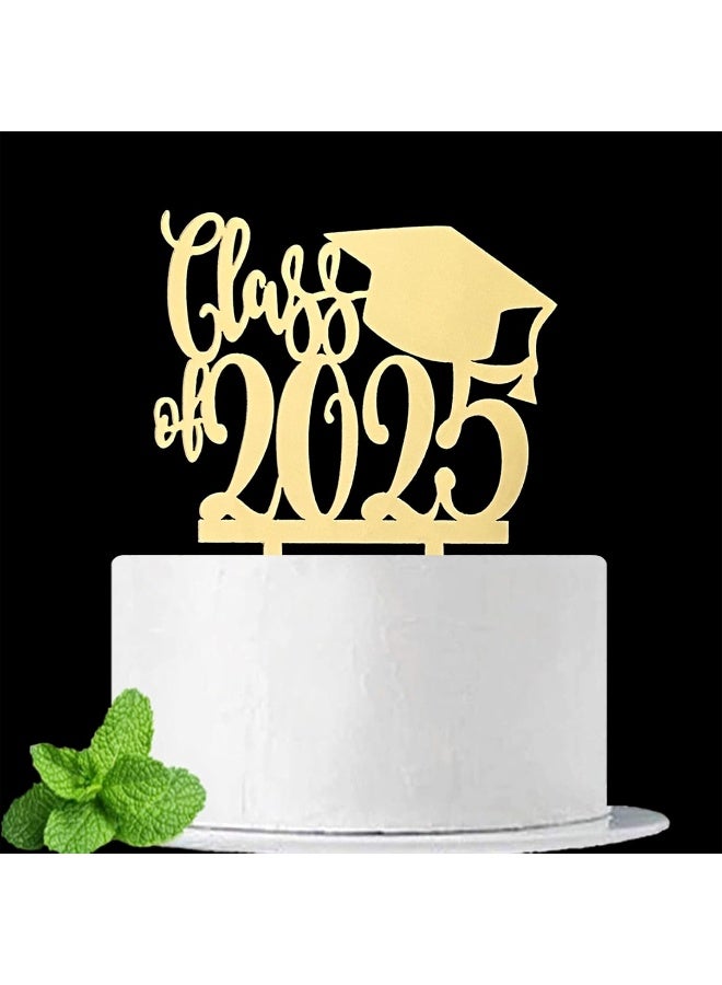 TPGP Class of 2025 Cake Topper, Congrats Grad Cake Topper, 2025 Graduation Party Decoration Supplies, Mirror Gold Acrylic - Image 1