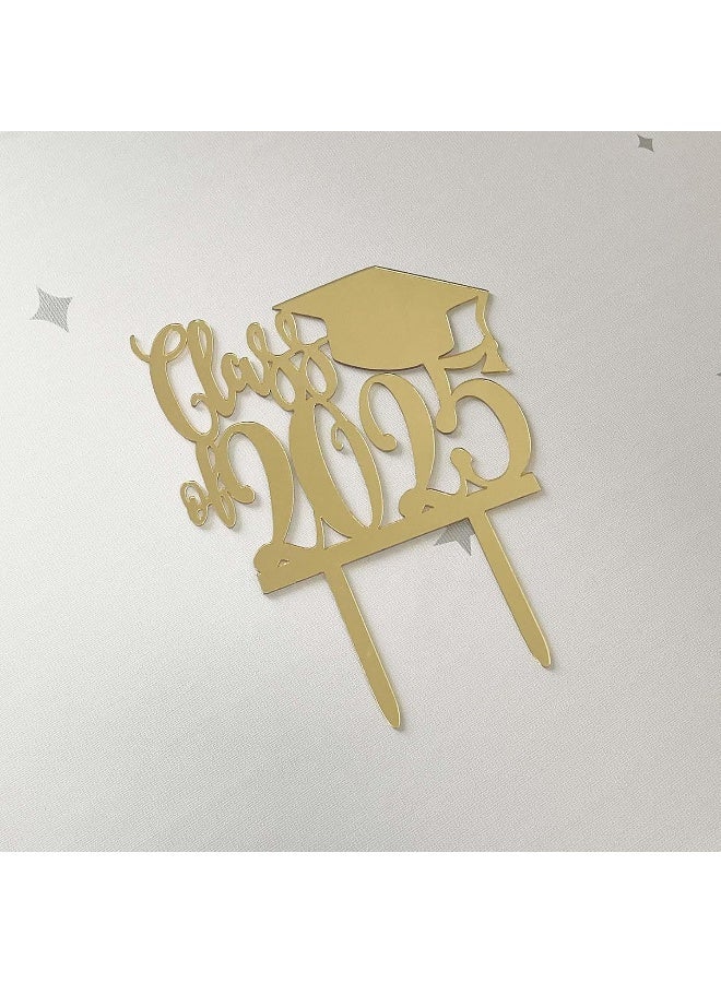 TPGP Class of 2025 Cake Topper, Congrats Grad Cake Topper, 2025 Graduation Party Decoration Supplies, Mirror Gold Acrylic - Image 3
