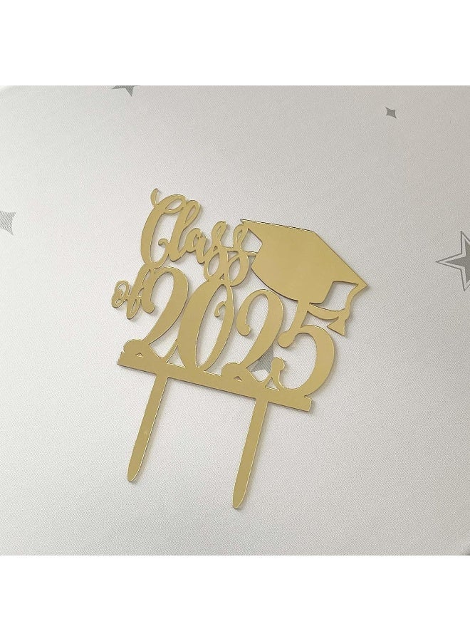 TPGP Class of 2025 Cake Topper, Congrats Grad Cake Topper, 2025 Graduation Party Decoration Supplies, Mirror Gold Acrylic - Image 2