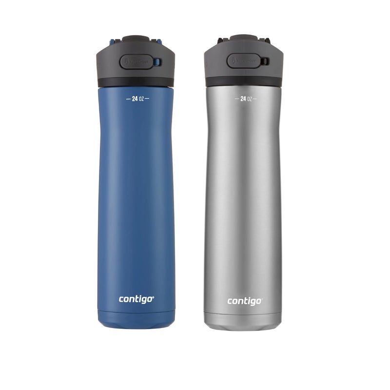 Contigo 24oz Leakproof Stainless Steel Water Bottle with Straw & Handle, Dual Insulated for Cold & Hot Drinks - 2 Pack - Image 1