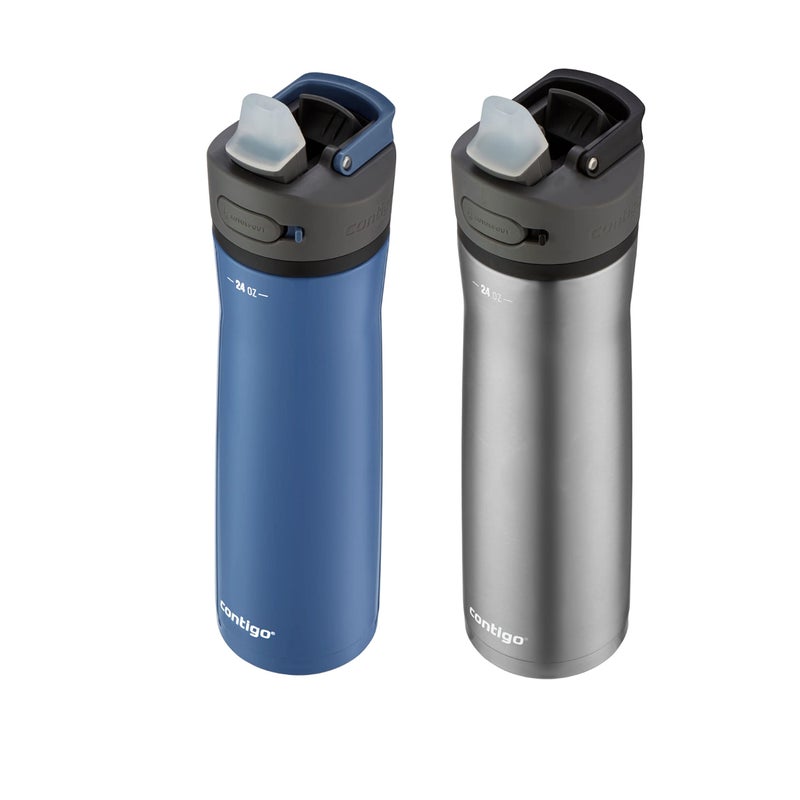 Contigo 24oz Leakproof Stainless Steel Water Bottle with Straw & Handle, Dual Insulated for Cold & Hot Drinks - 2 Pack - Image 3