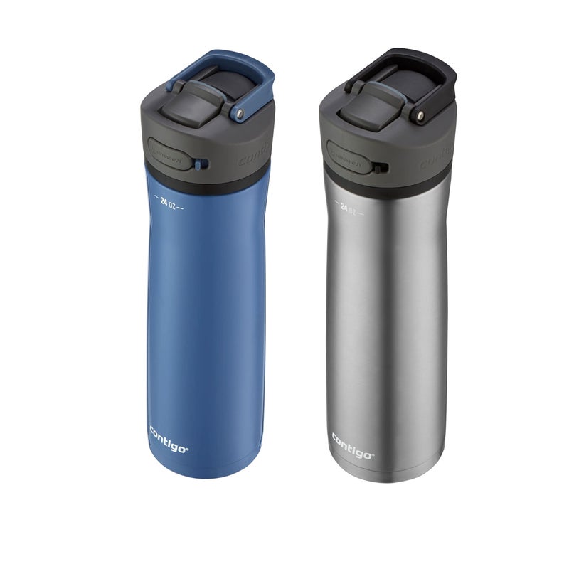 Contigo 24oz Leakproof Stainless Steel Water Bottle with Straw & Handle, Dual Insulated for Cold & Hot Drinks - 2 Pack - Image 2