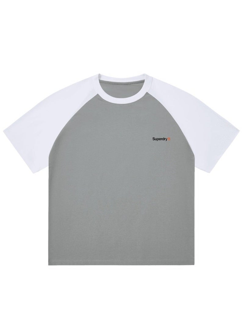 سوبر دراي Superdry shoulder-thrust couples summer contrast stitching loose short-sleeved T-shirts for men and women - Image 2