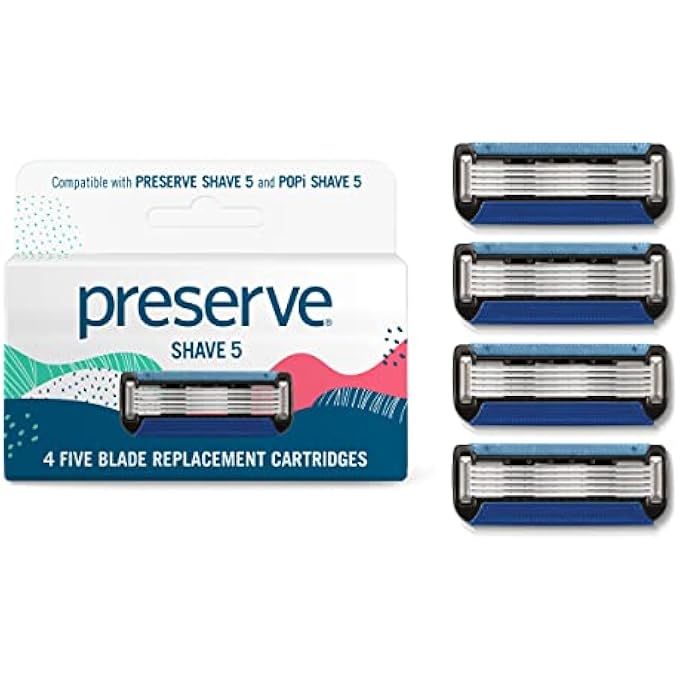 Preserve Five Blade Replacement Cartridges for Shave 5 Recycled Razor 4 Count - Image 1