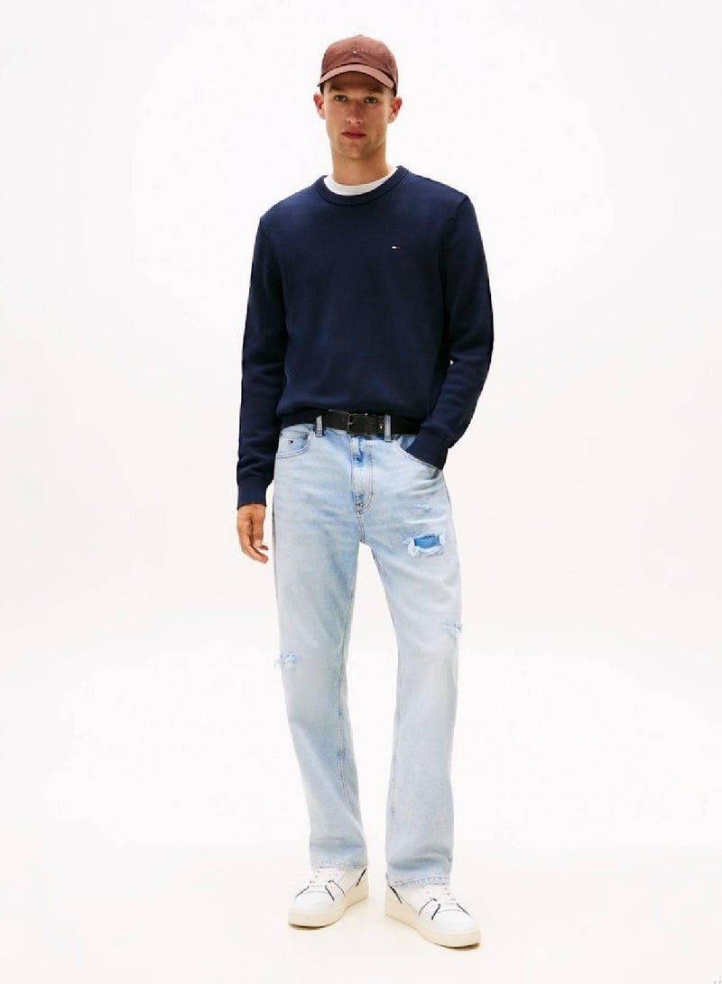 تومي جينز كنزة بياقة دائرية بقصّة سليم - Image 2