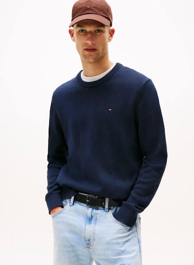 تومي جينز كنزة بياقة دائرية بقصّة سليم - Image 1