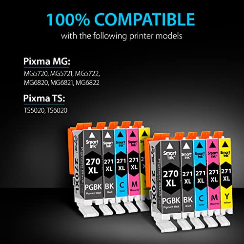 Smart Ink Compatible Ink Cartridge Replacement for Canon PGI 270 XL CLI 271 XL PGI-270XL CLI-271XL 10 Pack to use with MG7720 TS9020 MG6821 TS6020 MG6820 MG5720 TS8020 MG5722 TS5020 (PGBK & BK/C/M/Y) - Image 3