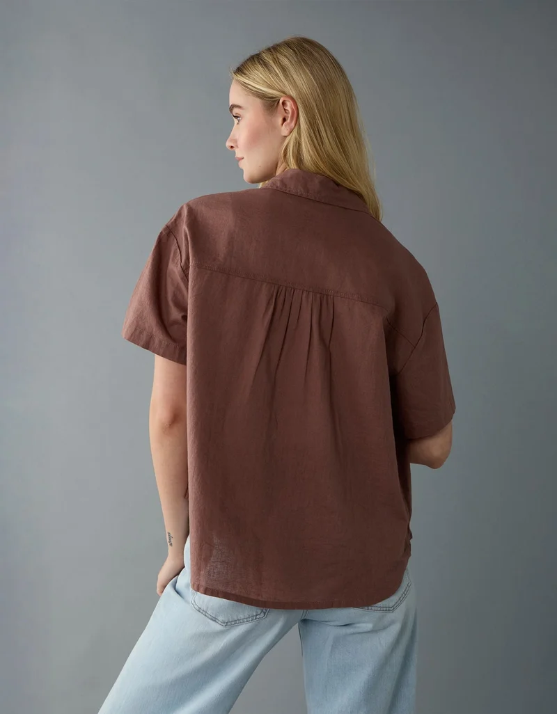 امريكان ايجل قميص بأزرار من مزيج الكتان