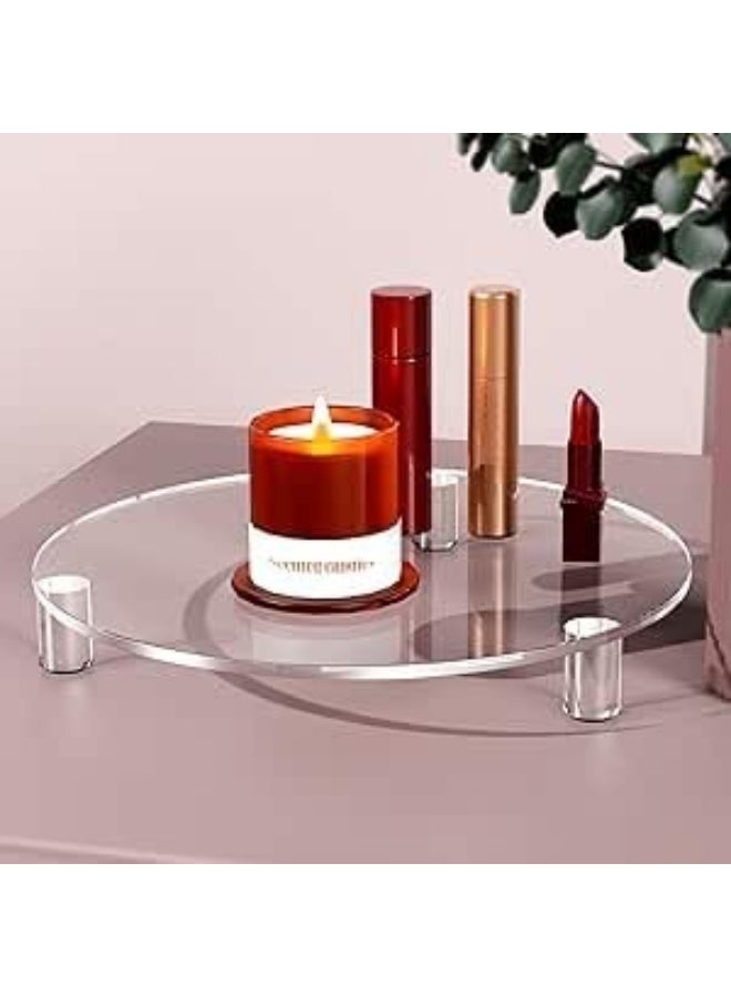 Horoof Market 2-Pack Acrylic Round Display Trays – 12.5x12.5x1 cm Clear Decorative Organizer for Home Décor, Makeup, Candles, and More  - Image 1