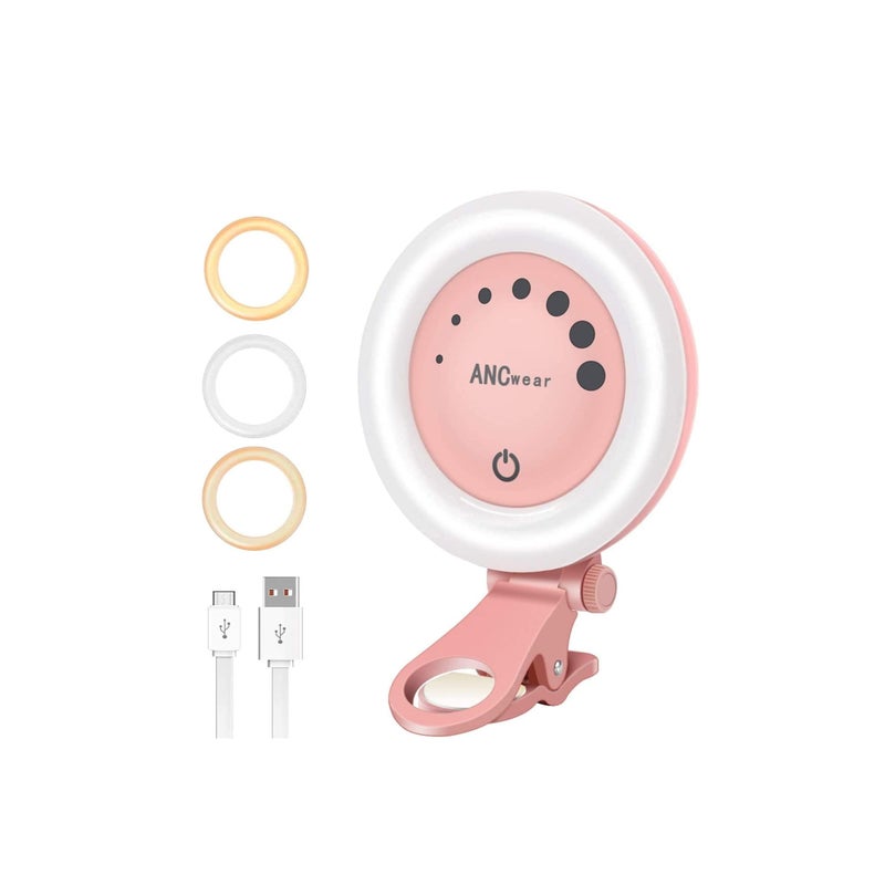 Barakah Selfie Ring Light,  for Phone for iPhone Laptop Mini Clip On and Portable Light for Photography, Makeup, 21 Light Mode 60 Led Beads 500mhA Rechargeable - Image 2