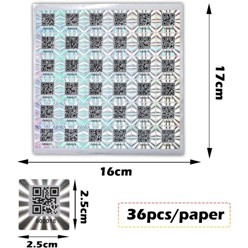 Hologram QR Code Labels, Tamper-evident Security Seal Sticker, Warranty Void Tamper Proof Labels with Unique Sequential Serial Numbering 1x1inch - Image 3