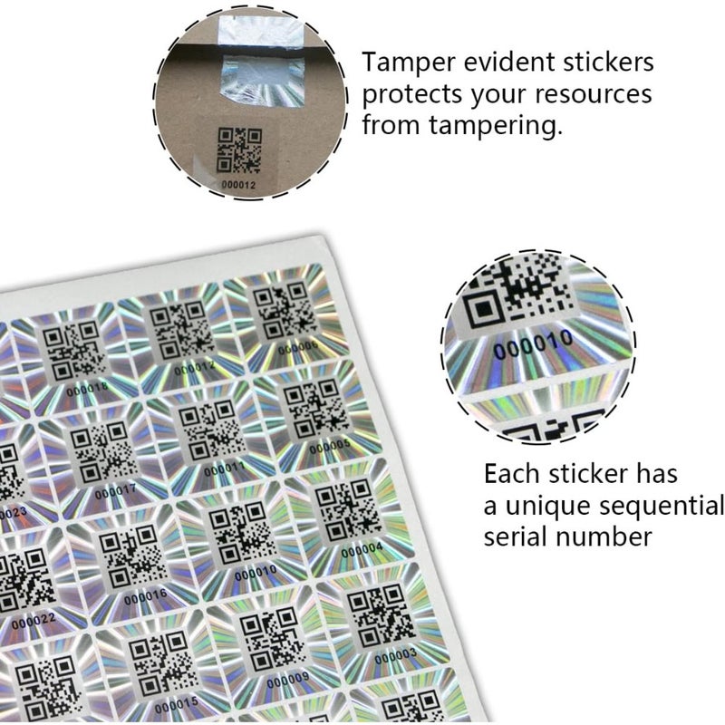 Hologram QR Code Labels, Tamper-evident Security Seal Sticker, Warranty Void Tamper Proof Labels with Unique Sequential Serial Numbering 1x1inch - Image 2