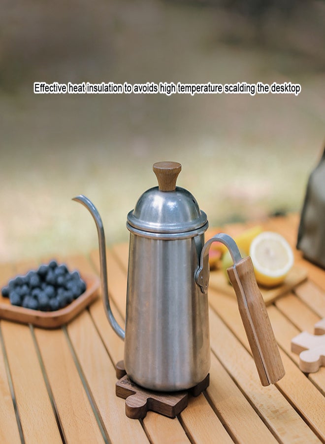 ISE MOUNT Outdoor Camping Wooden Coaster Beech Walnut Heat Insulation Cup Mat Jigsaw Shape Cup Pad Wood Tea Cup Holder - Image 3