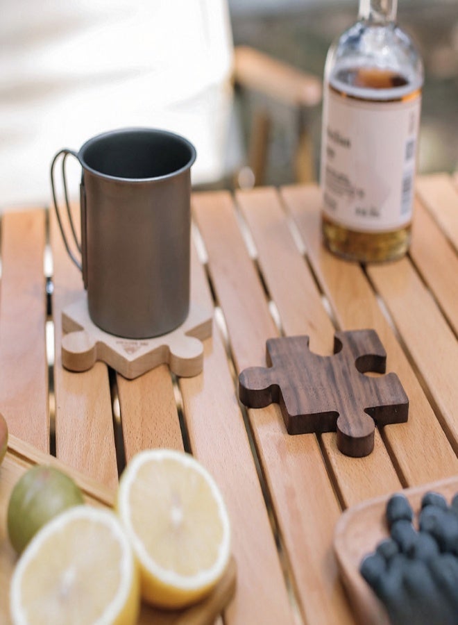 ISE MOUNT Outdoor Camping Wooden Coaster Beech Walnut Heat Insulation Cup Mat Jigsaw Shape Cup Pad Wood Tea Cup Holder - Image 5