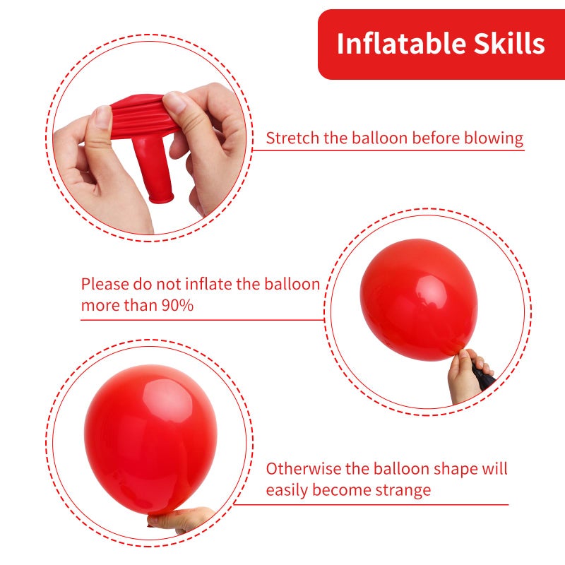 RUBFAC 129pcs Red Balloons Different Sizes 18 12 10 5 Inch for Garland Arch, Premium Latex Balloons Wedding Anniversary Bachelorette Casino Birthday Party Decorations - Image 3