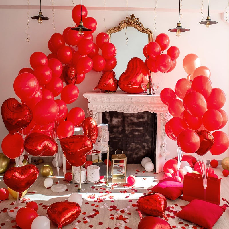 RUBFAC 129pcs Red Balloons Different Sizes 18 12 10 5 Inch for Garland Arch, Premium Latex Balloons Wedding Anniversary Bachelorette Casino Birthday Party Decorations - Image 5