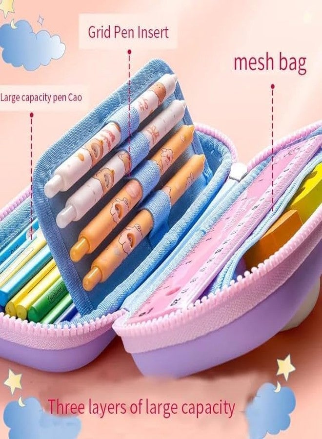 CALYXIA 3D Rabbit Pencil Box with Cute Rabbit Squishy for Boys for Girls and Kids for School 3D Embossed Pencil Zipper Pouch Storage Box Pencil case Pouch for Kids (Small Rabbit Purple) - Image 3