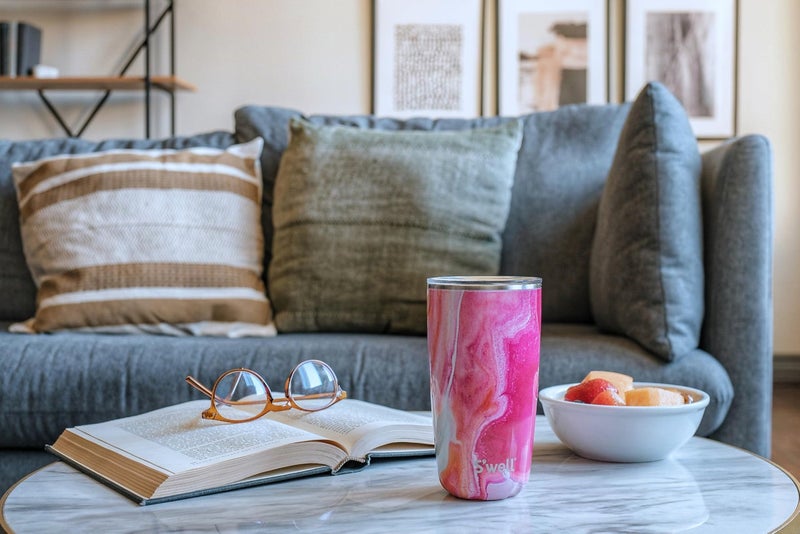 S'well Stainless Steel Tumbler with Slide-Open Lid, 18oz, Rose Agate, Triple Layered Vacuum Insulated Containers Keeps Drinks Cold for 12 Hours and Hot for 4, BPA Free - Image 2