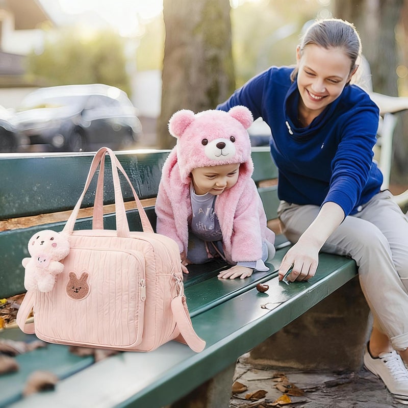 Lushandy Baby Diaper Bag Tote, Mom Bag Crossbody Diaper Bags Baby Travel Bags for Girl PaÃ±aleras Para Bebe (Pink, Large)