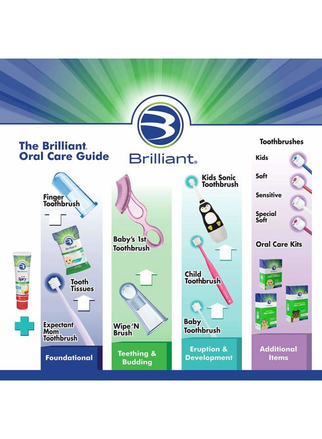 Brilliant Growing Kids Oral Care Kit of Baby Buddy 's Oral Care Program - Includes Child Toothbrush, Kids Toothbrush & 2oz Spry Strawberry-Banana Tooth Gel, 2+ Years, Green - Image 5