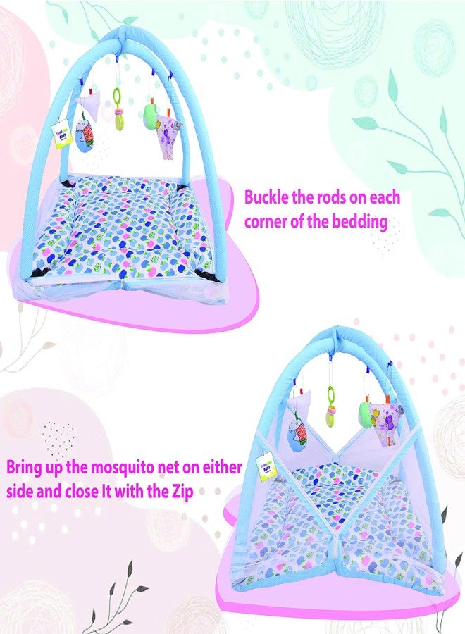 Toddylon Baby Bedding Set for New Born Play Gym Bed (0-6 Months, Blue, Baby Size, Cotton) - Image 2