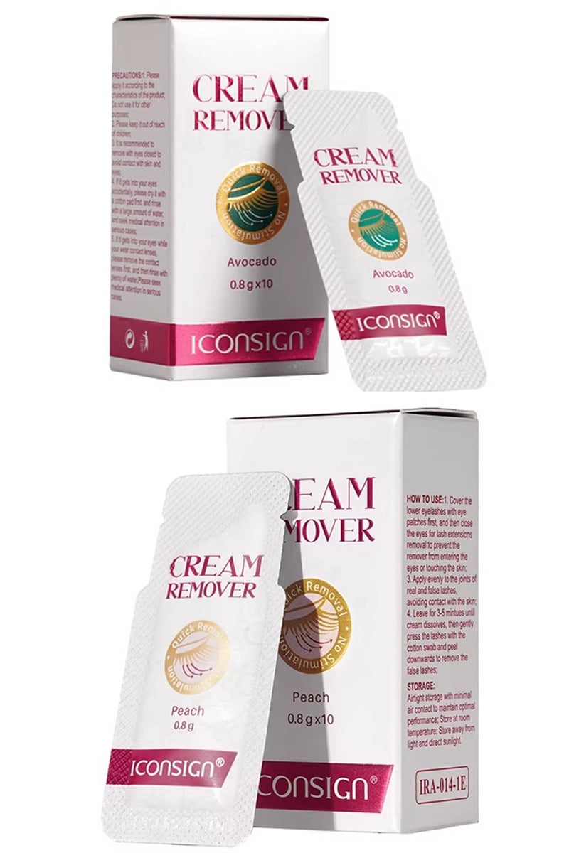 إيكونساين مزيل كريم الخوخ والأفوكادو من آيكونساين - مزيل غراء الرموش في 3 دقائق | تركيبة لطيفة من مستخلص الفاكهة | لرموشك ووصلات الرموش المنزلية | 10 أكياس صحية (0.8 غرام لكل كيس) | آمن للعيون الحساسة - Image 1