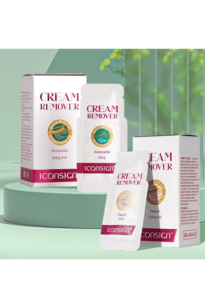 إيكونساين مزيل كريم الخوخ والأفوكادو من آيكونساين - مزيل غراء الرموش في 3 دقائق | تركيبة لطيفة من مستخلص الفاكهة | لرموشك ووصلات الرموش المنزلية | 10 أكياس صحية (0.8 غرام لكل كيس) | آمن للعيون الحساسة - Image 5