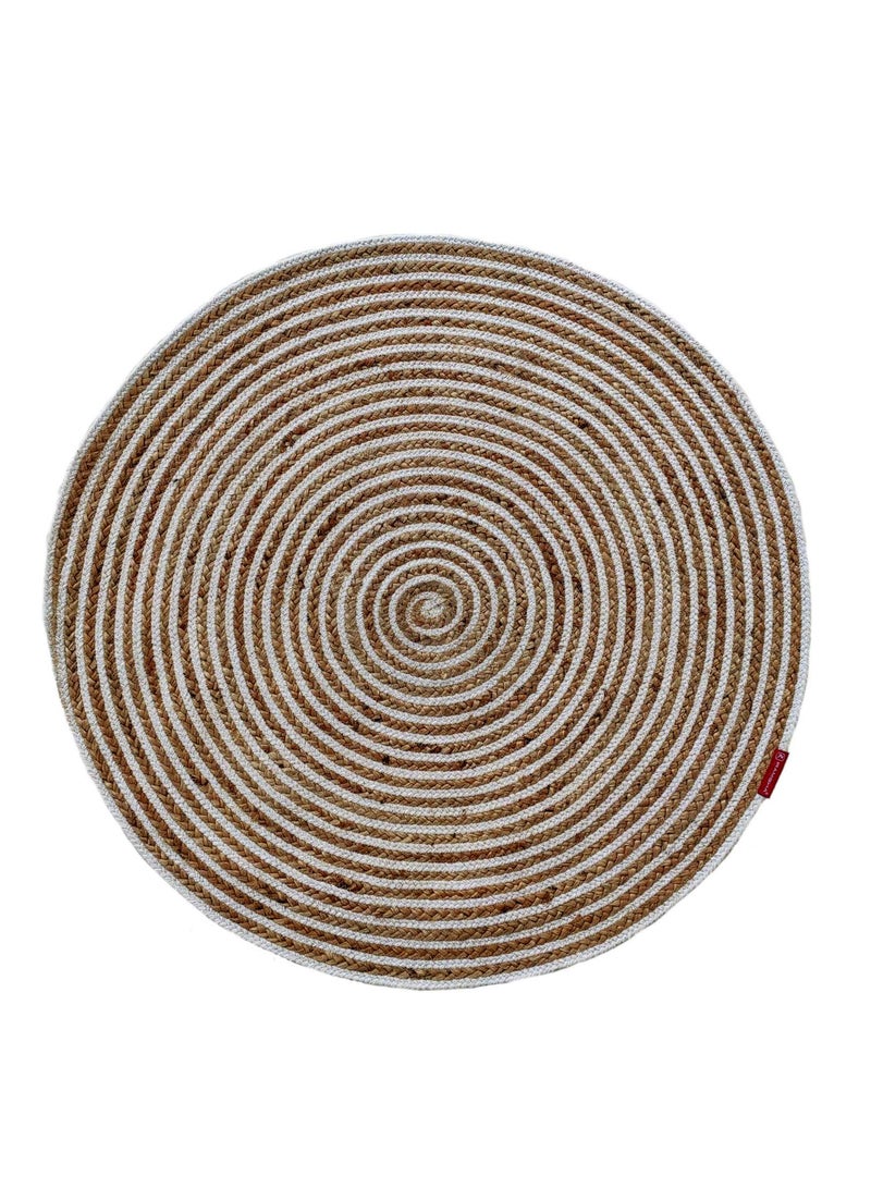 Ramsha Hand Made Jute And Cotton Carpet Round Rug For Living Room Bedroom Area Rug BR-012 - Image 1