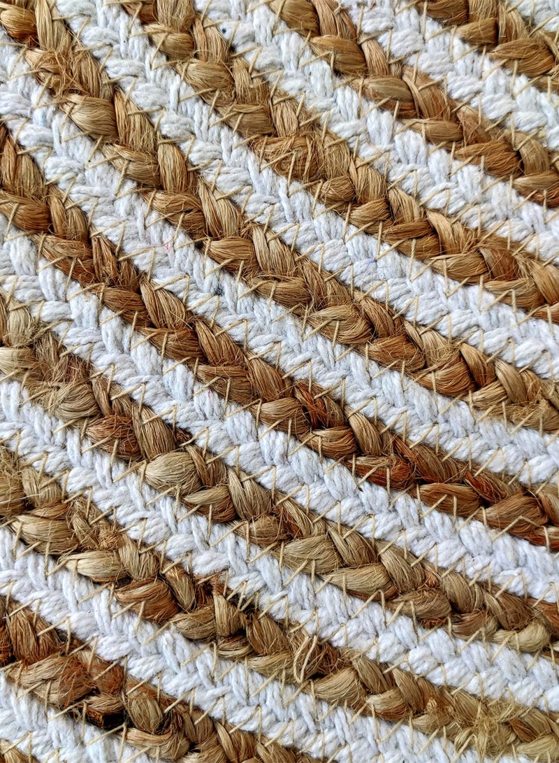 Ramsha Hand Made Jute And Cotton Carpet Round Rug For Living Room Bedroom Area Rug BR-012 - Image 3