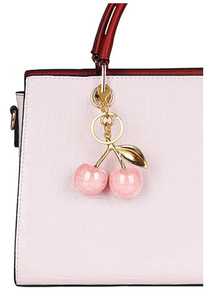 VIUAUAX Keychain Ring For Keys, Glitter Cherry Bag Charm with Key Ring and Clip,Anti-lost Car Keychain, Sparkling Resin & Metal Accessory for Purses and Bags - Image 3