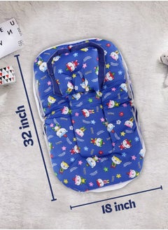 Superminis Baby Bed with Thick Mattress, Mosquito Net with Zip Closure And Neck Pillow, Baby Bedding for New Born, 0M+, Baby Sleeping Bed of 32 inch X 18 inch X 4 inch Size (Blue),Pack of 1  - Image 5