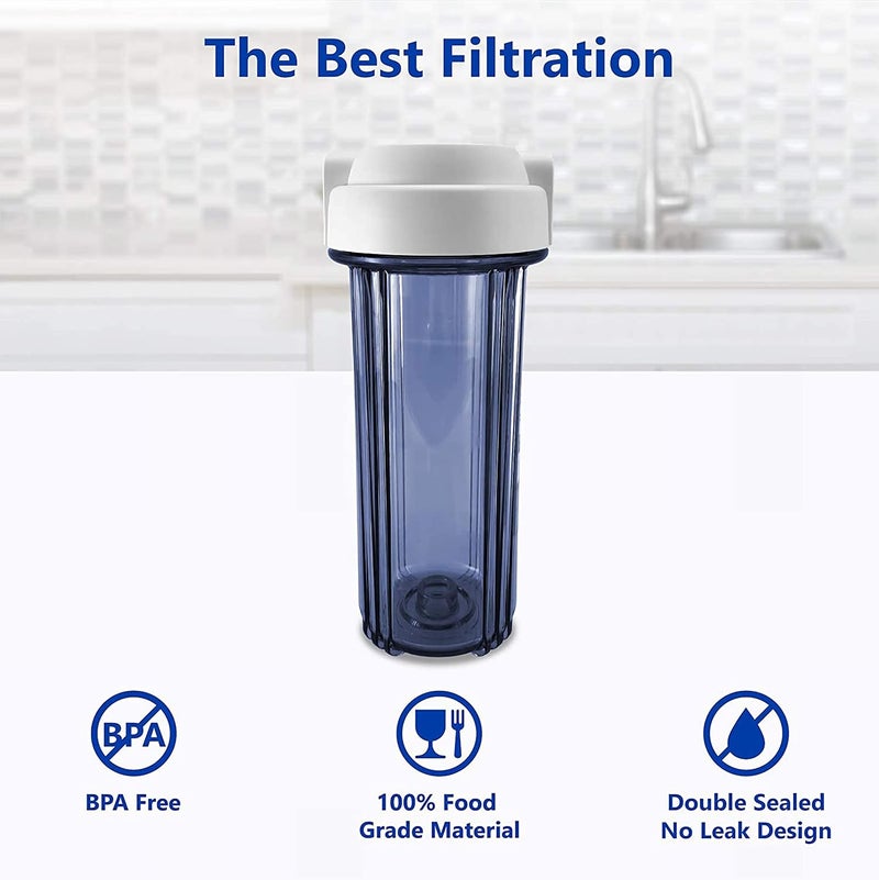 Ocean Drop Water Filter Whole House RO PreFilter Housing for Dirt Sand Slit Rust and ScaleClear White ro Housing 14 Ports White Flat Cap IMPORTEDCLEARE6PCSSET wAccessories - Image 3