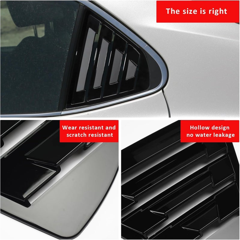 DLOVEG Rear Side Window Louvers for Toyota Camry 2018-2022 - Bright Black - Image 2
