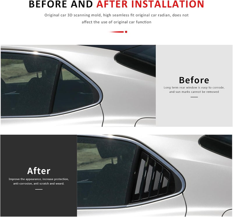 DLOVEG Rear Side Window Louvers for Toyota Camry 2018-2022 - Bright Black - Image 4