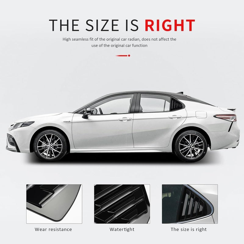 DLOVEG Rear Side Window Louvers for Toyota Camry 2018-2022 - Bright Black - Image 5