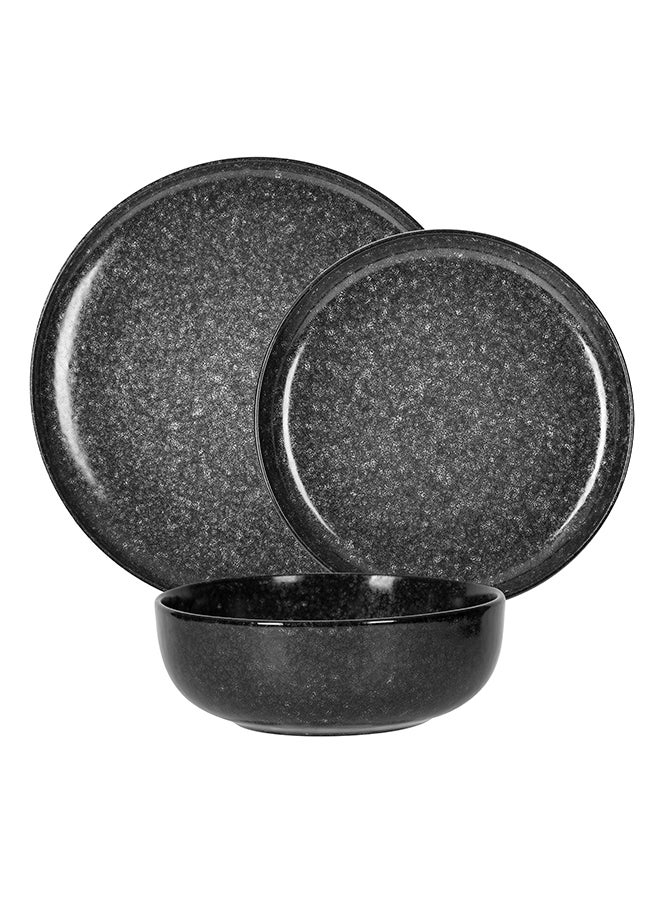 ايست من نون طقم عشاء من 18 قطعة من الخزف الحجري الأسود بمظهر حجري طبيعي - Image 2