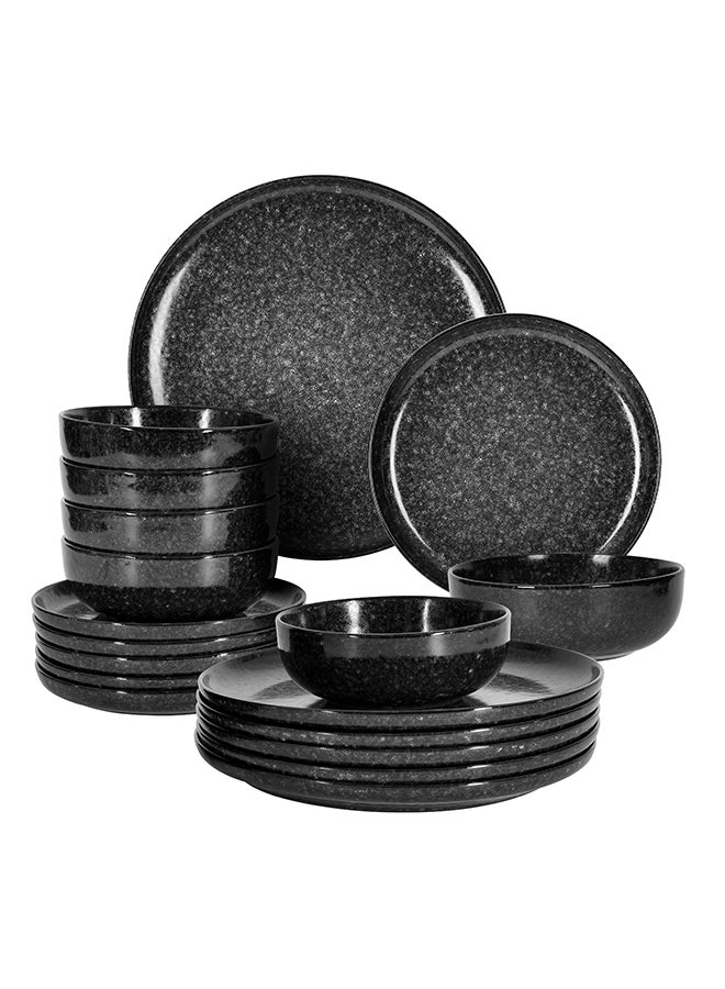 ايست من نون طقم عشاء من 18 قطعة من الخزف الحجري الأسود بمظهر حجري طبيعي - Image 1