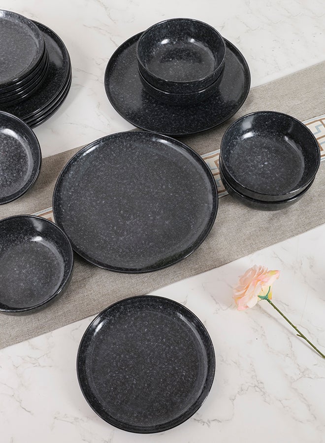 ايست من نون طقم عشاء من 18 قطعة من الخزف الحجري الأسود بمظهر حجري طبيعي - Image 5