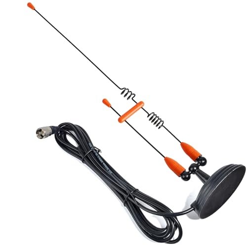 HYS Amateur Antennas Dual-Band VHF 144/UHF 430MHz Magnetic Base Mobile Antenna W/13 ft RG58 Coax Cable UHF-male/PL259 for Motorola Kenwood Midland SO239 Mobile Radios (Orange&Black) - Image 1