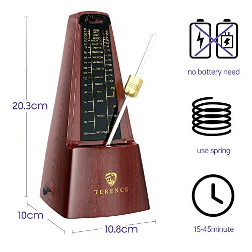 TERENCE Mechanical Metronome, Universal Metronome for Piano Guitar Violin Drums and Other Instruments, Loud Sound, Accurate Track Beat and Tempo for Beginners(Black) - Image 5